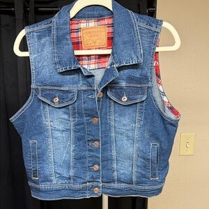 Amethyst Jeans Plaid Denim Vest